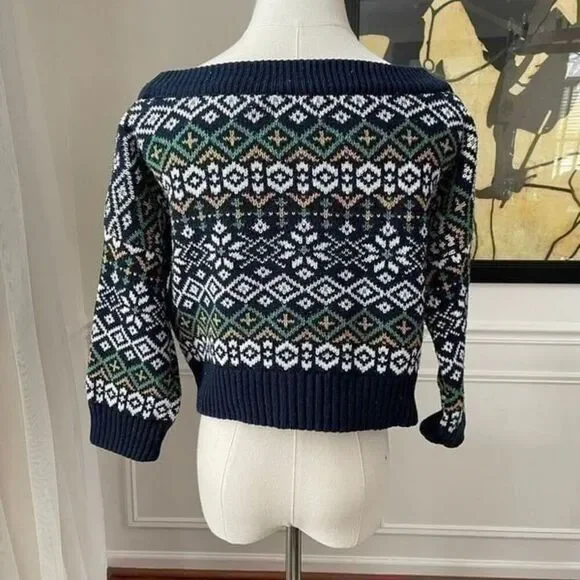 Urban Outfitters BDG Nordic Fair Isle Crop Sweater S - Picture 2 of 7